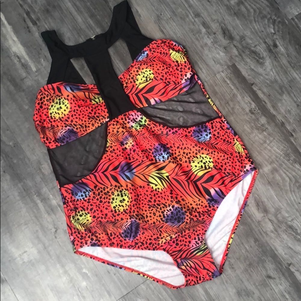 Brightly Colored Leopard Swimsuit